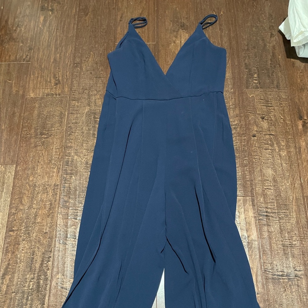 Blue cropped jumpsuit